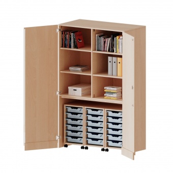 Garagenschrank OH,ne Sockel, 5 OH, 3 Container mit je 6 flachen Boxen, B/H/T 120x190x60cm 